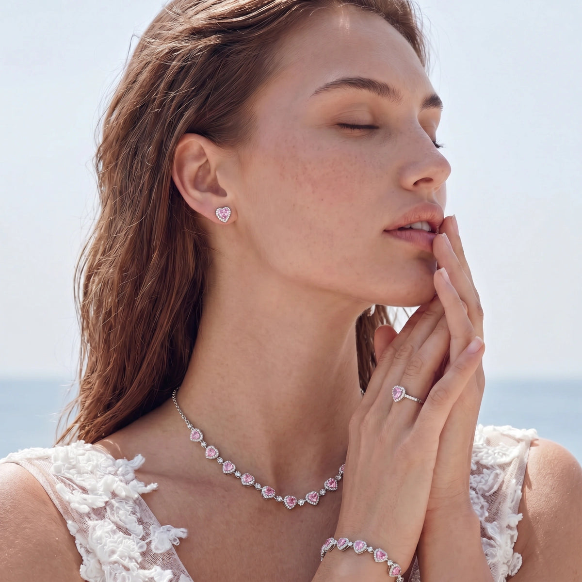 Affairs Of the Heart Pink Heart Jewelry Set