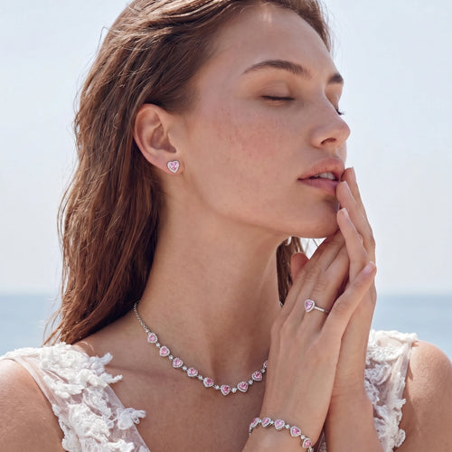 Affairs Of the Heart Pink Heart Jewelry Set