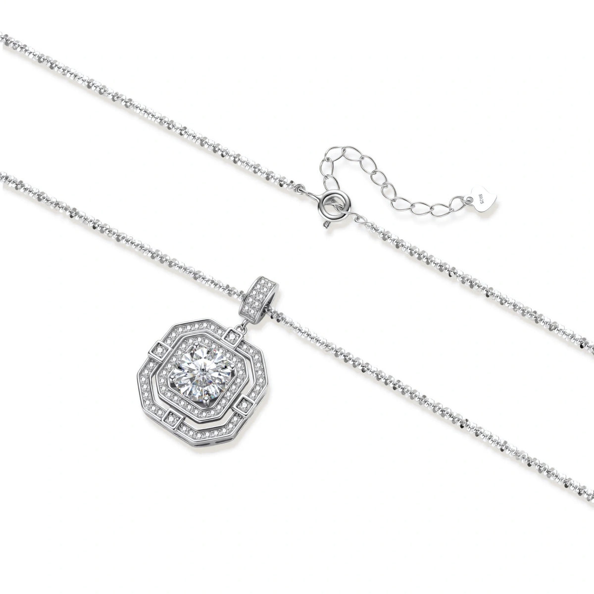 Signet Halo Moissanite Necklace