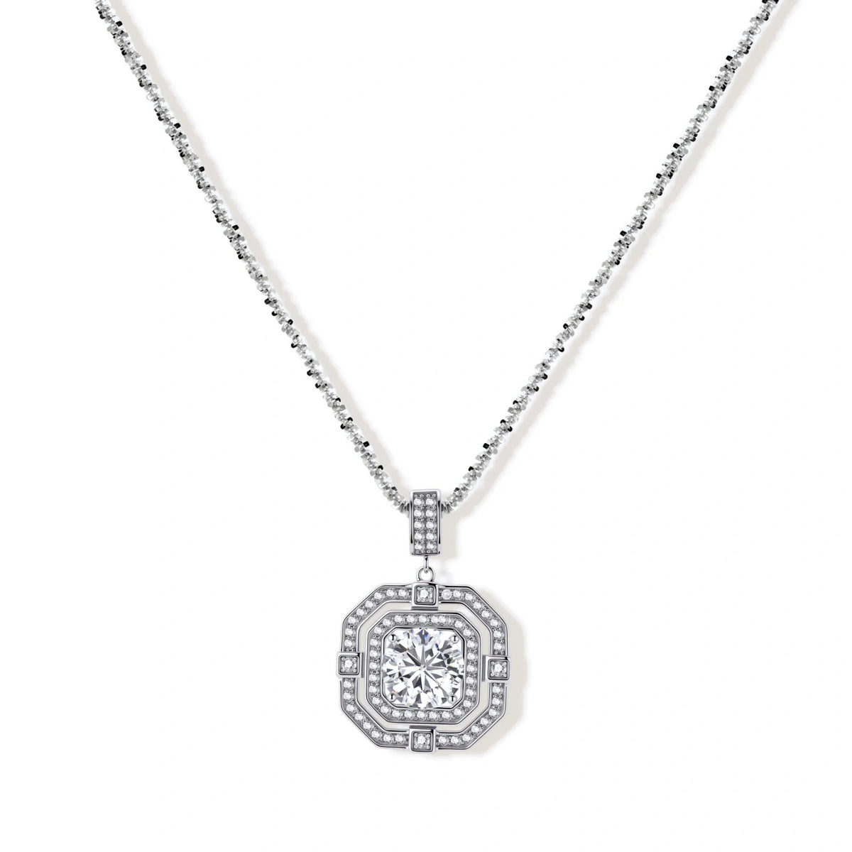 Signet Halo Moissanite Necklace