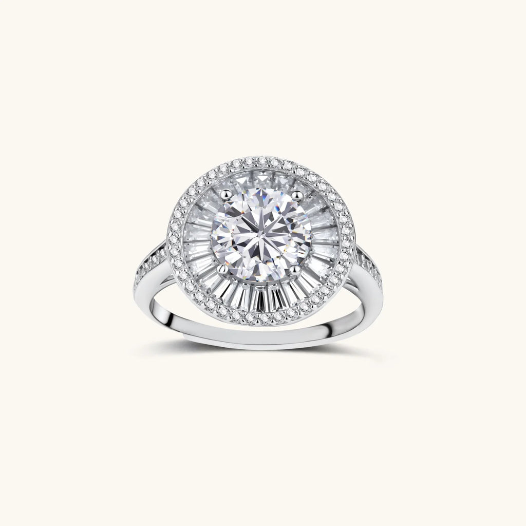 The Alibi Ring | 2 Carat Halo Moissanite Ring