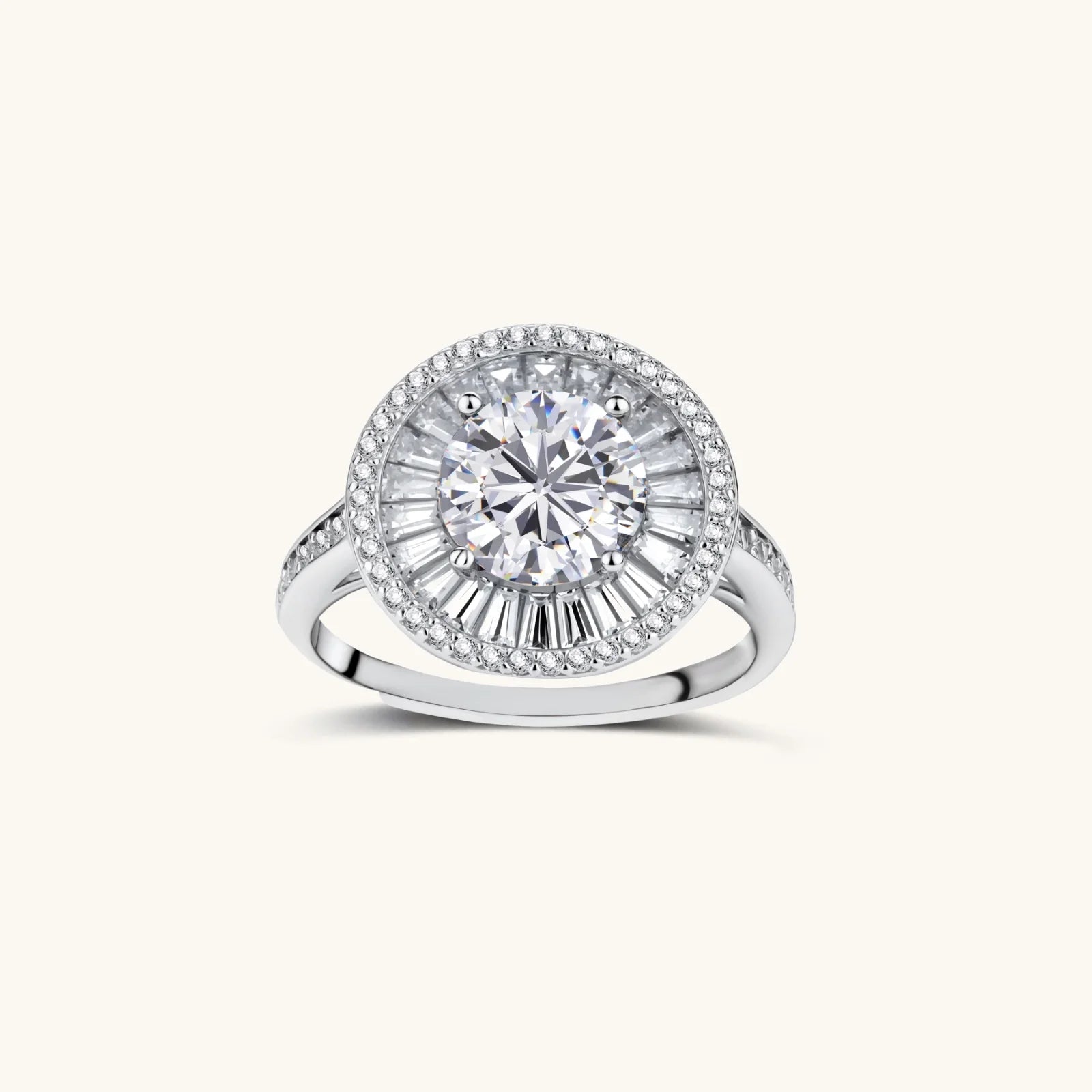 The Alibi Ring | 2 Carat Halo Moissanite Ring
