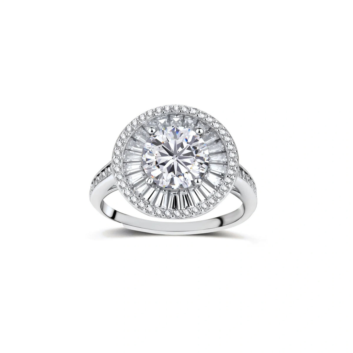 The Alibi Ring | 2 Carat Halo Moissanite Ring