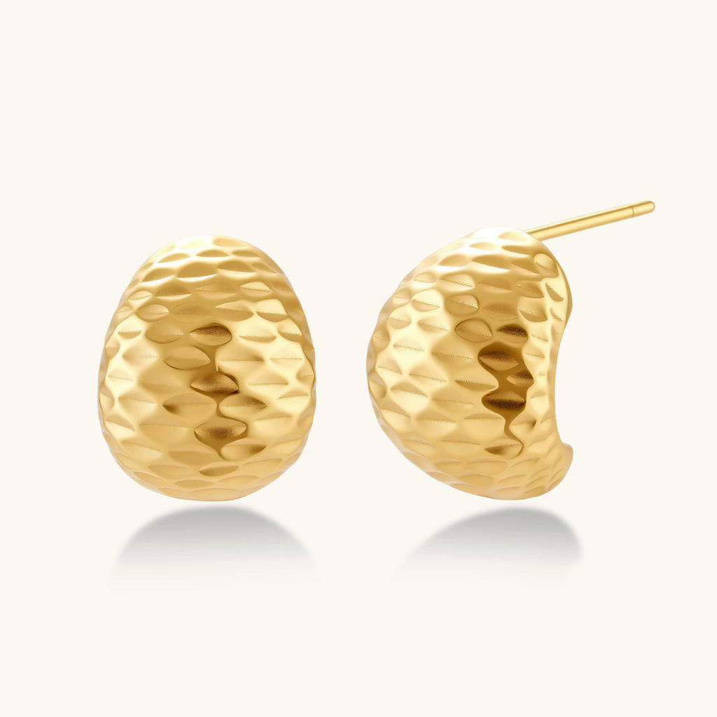 Hammered gold huggie hoop earrings