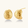 Hammered gold huggie hoop earrings