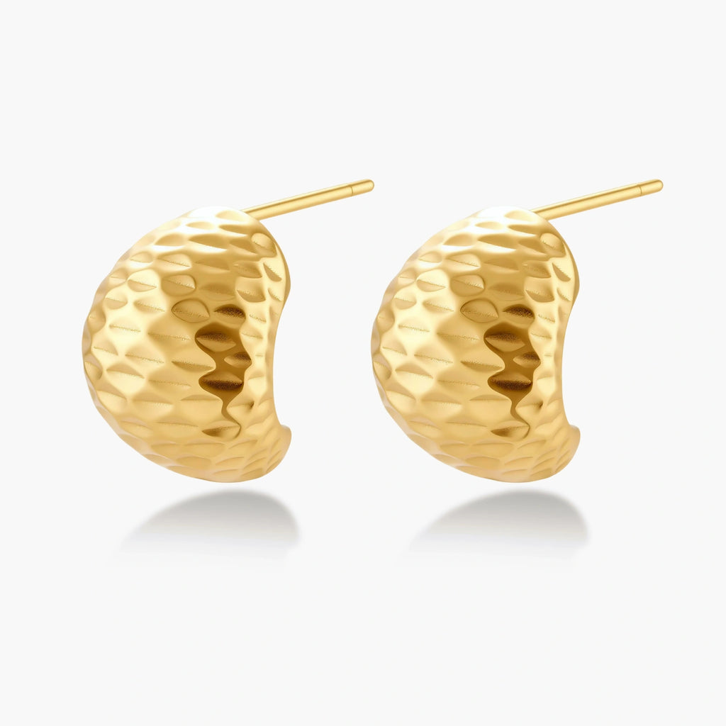Hammered Gold Huggies