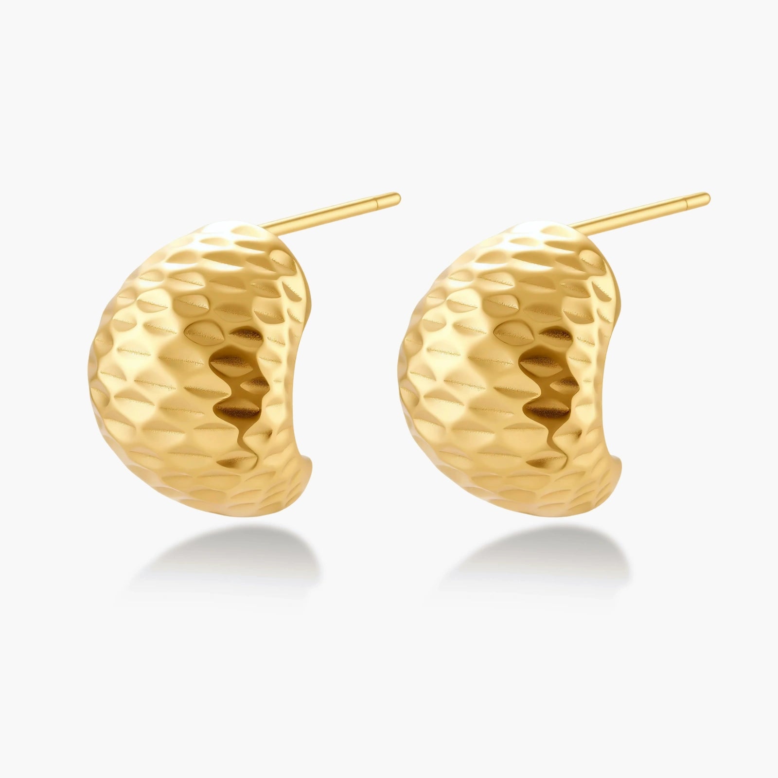 Hammered Gold Huggies