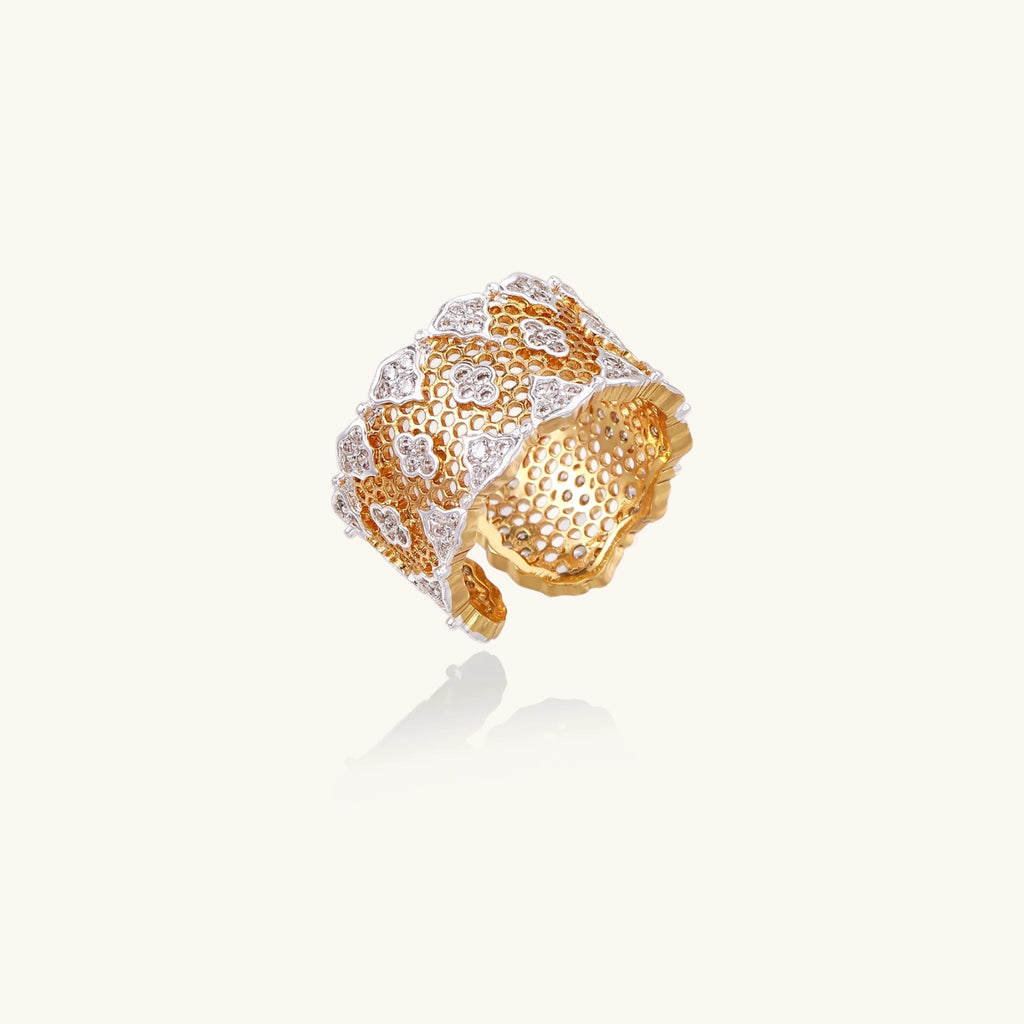 Gold crystal statement ring