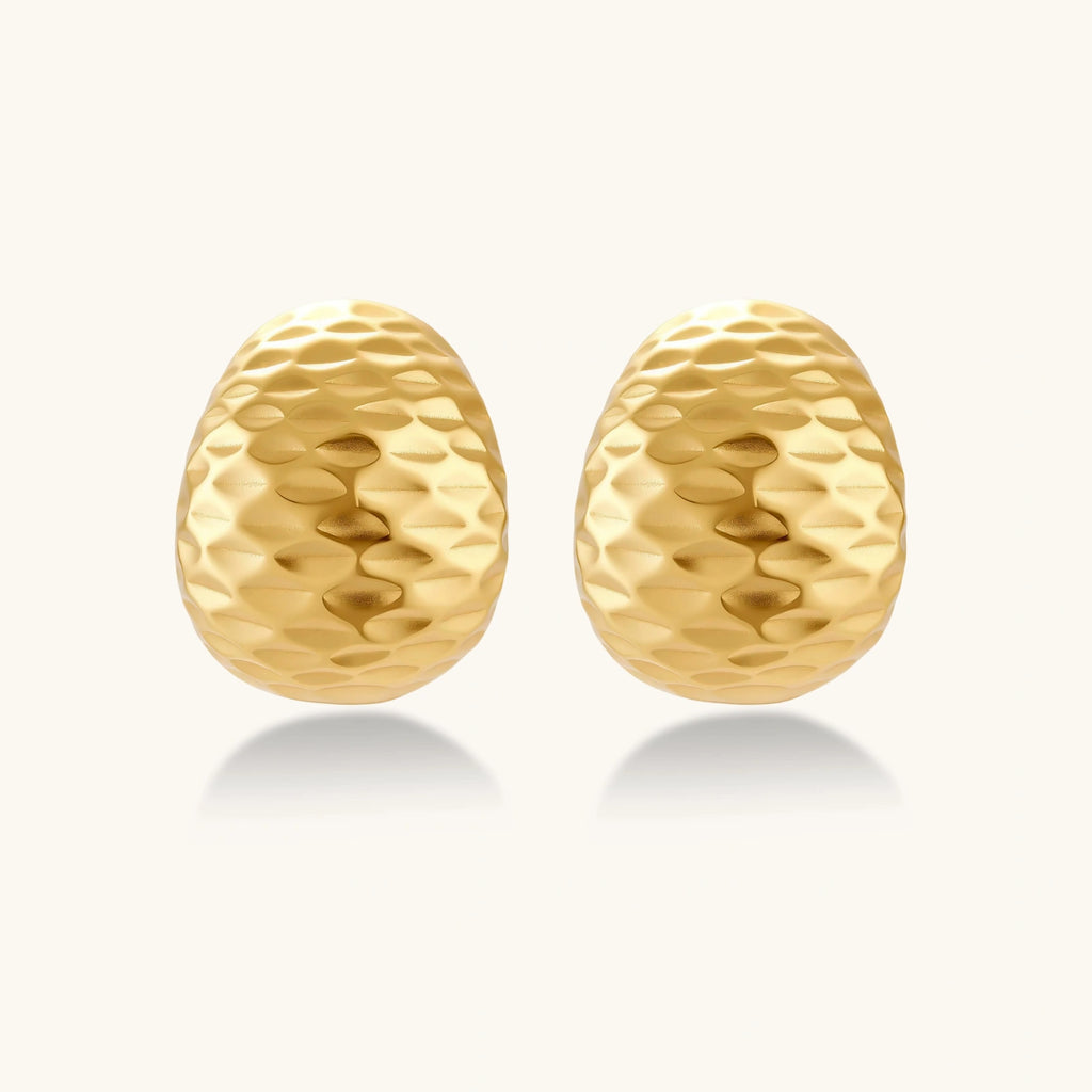 Hammered gold huggie hoop earrings