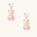 Honey Bear Kawaii Heart Earrings