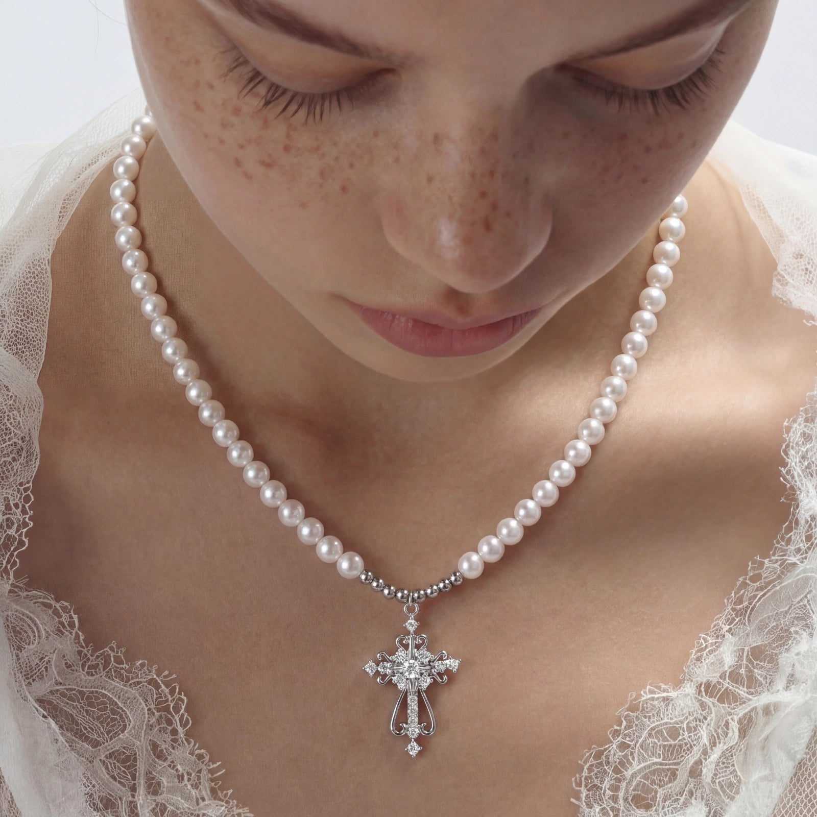 Angelic Pearl Cross