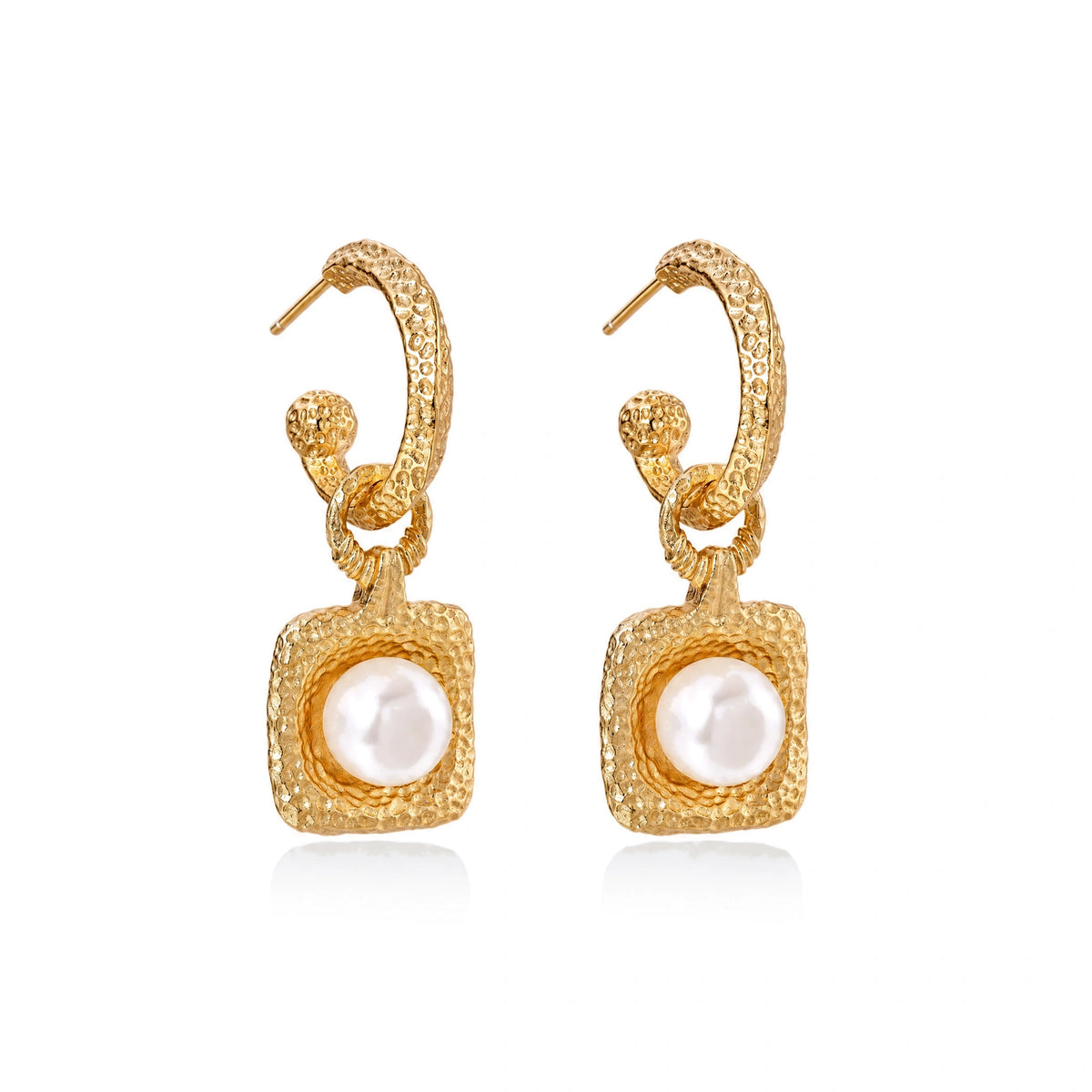 Crowned in Light Pearl Drop Hoops
