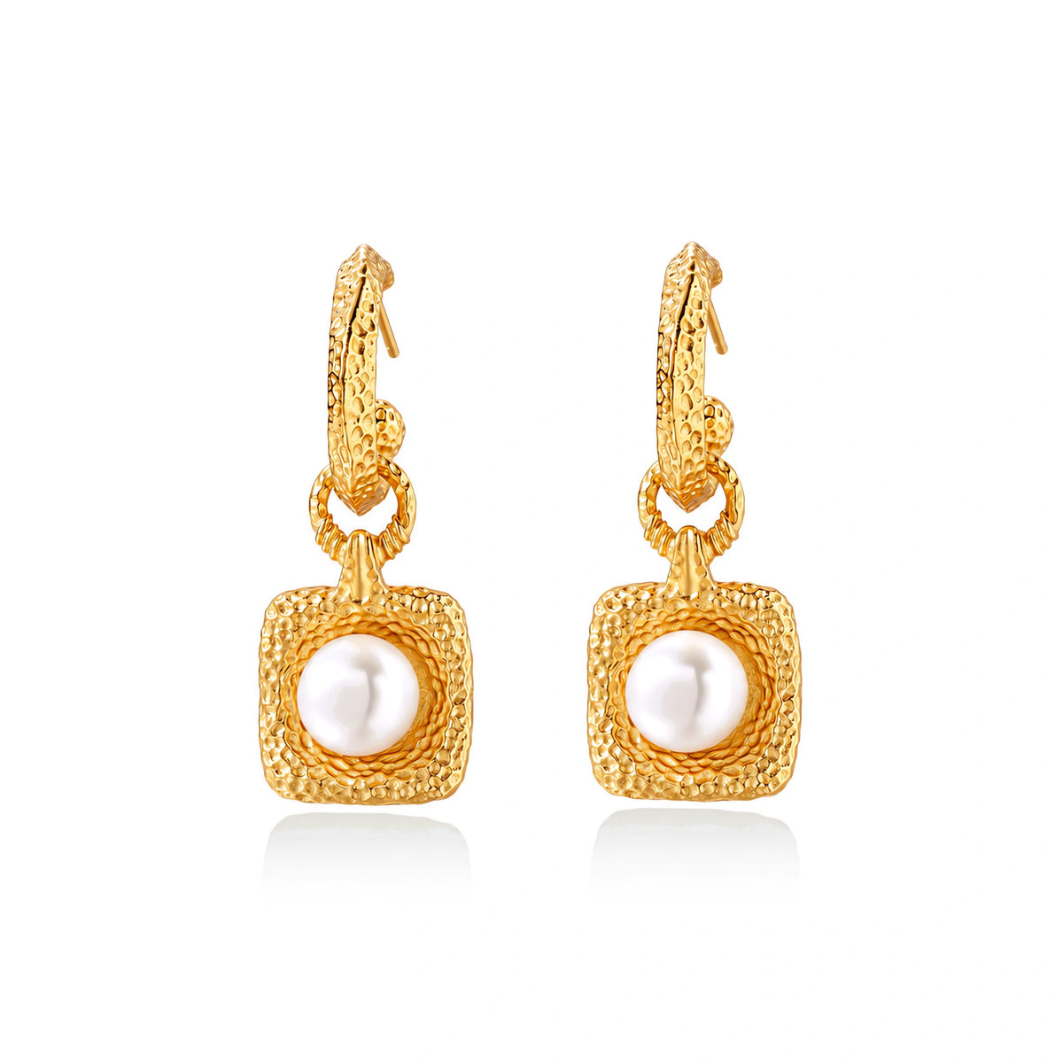 Crowned in Light Pearl Drop Hoops