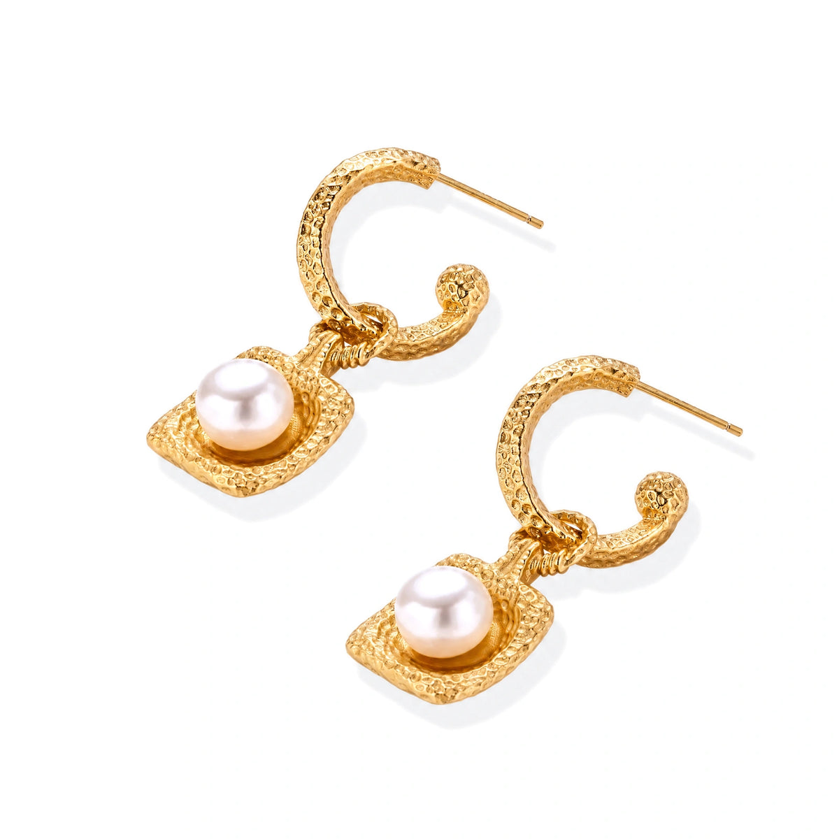 Crowned in Light Pearl Drop Hoops