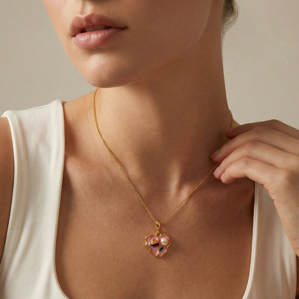 Garden Rose Heart Necklace