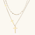 Trinty Layers Cross Necklace Set
