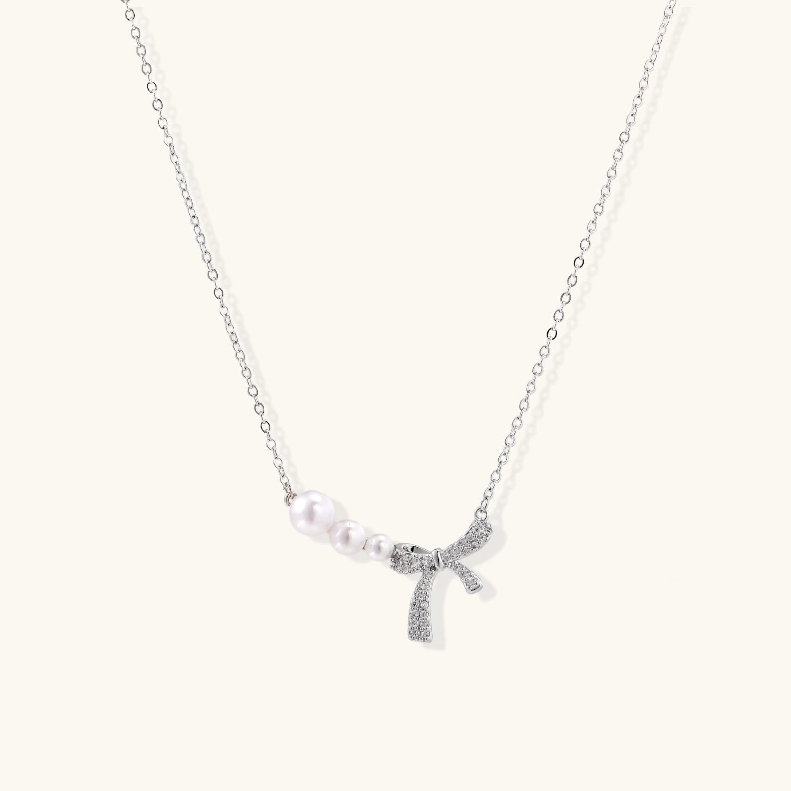 Lady Like Pearl Bow Necklace
