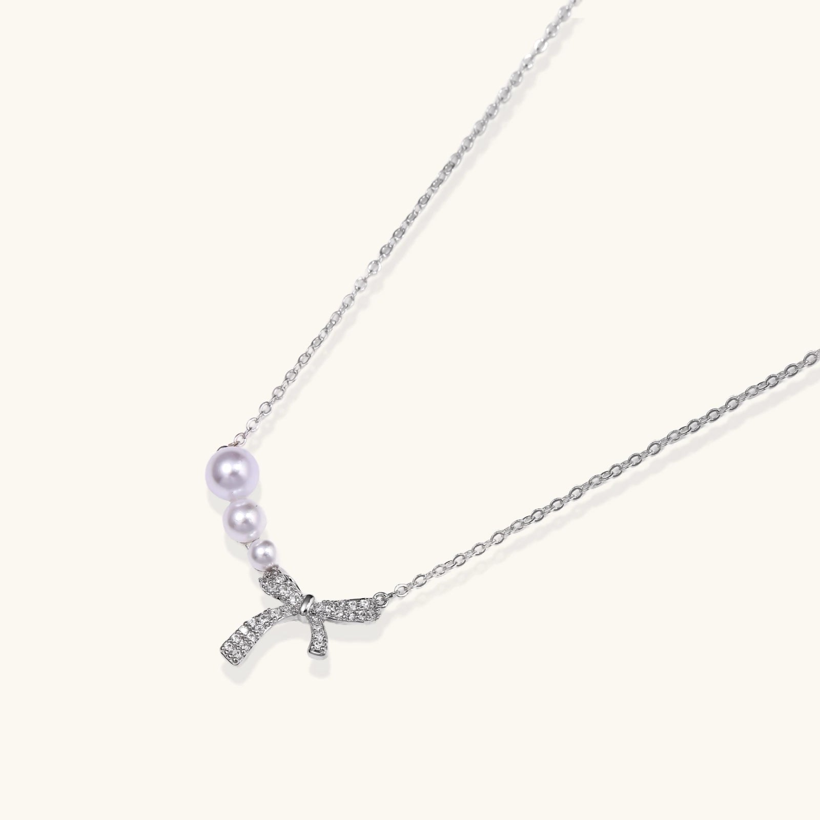 Lady Like Pearl Bow Necklace
