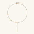 Gold lariat necklace with sliding pendant