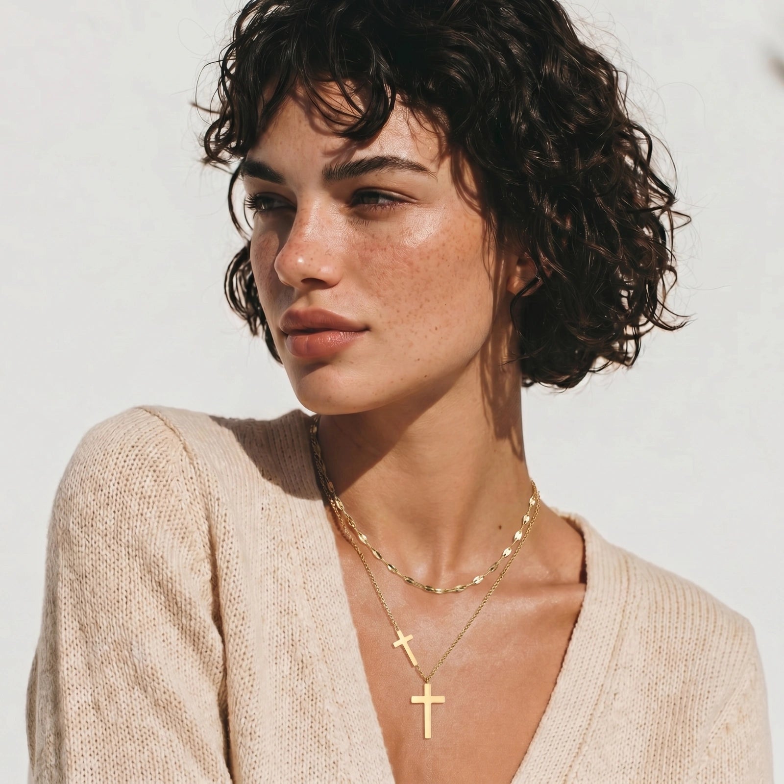 Trinty Layers Cross Necklace Set