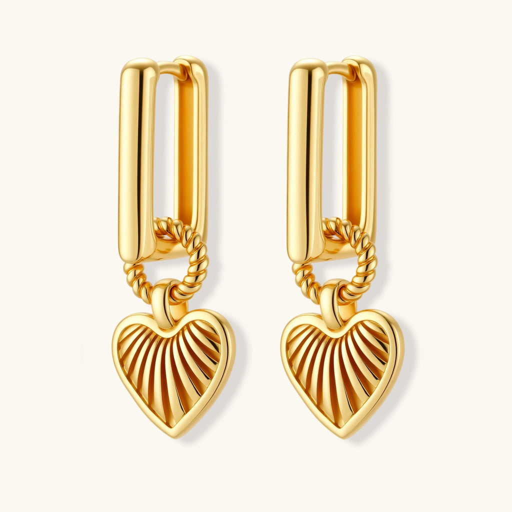 Sunburst Heart Huggie Earrings
