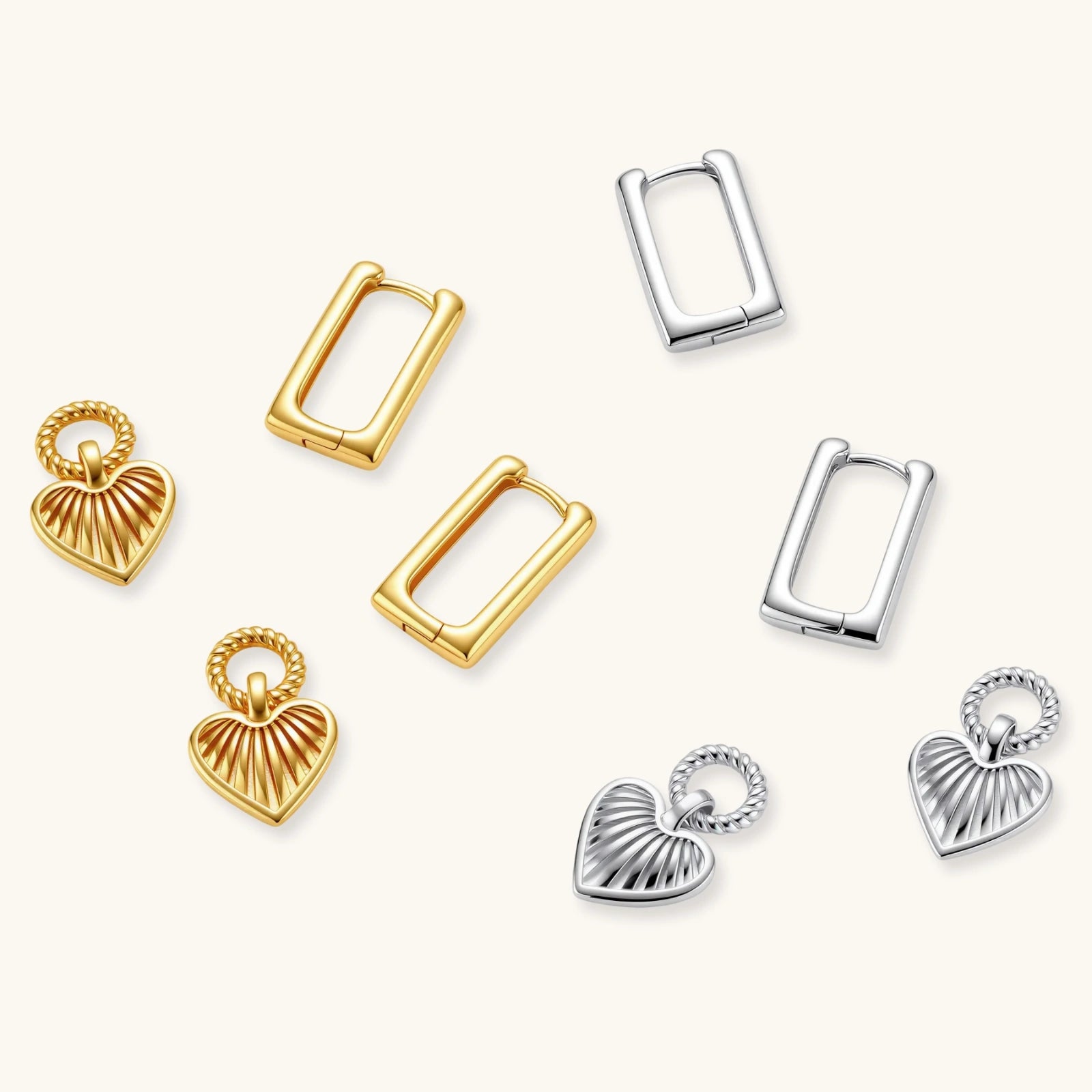 Sunburst Heart Huggie Earrings