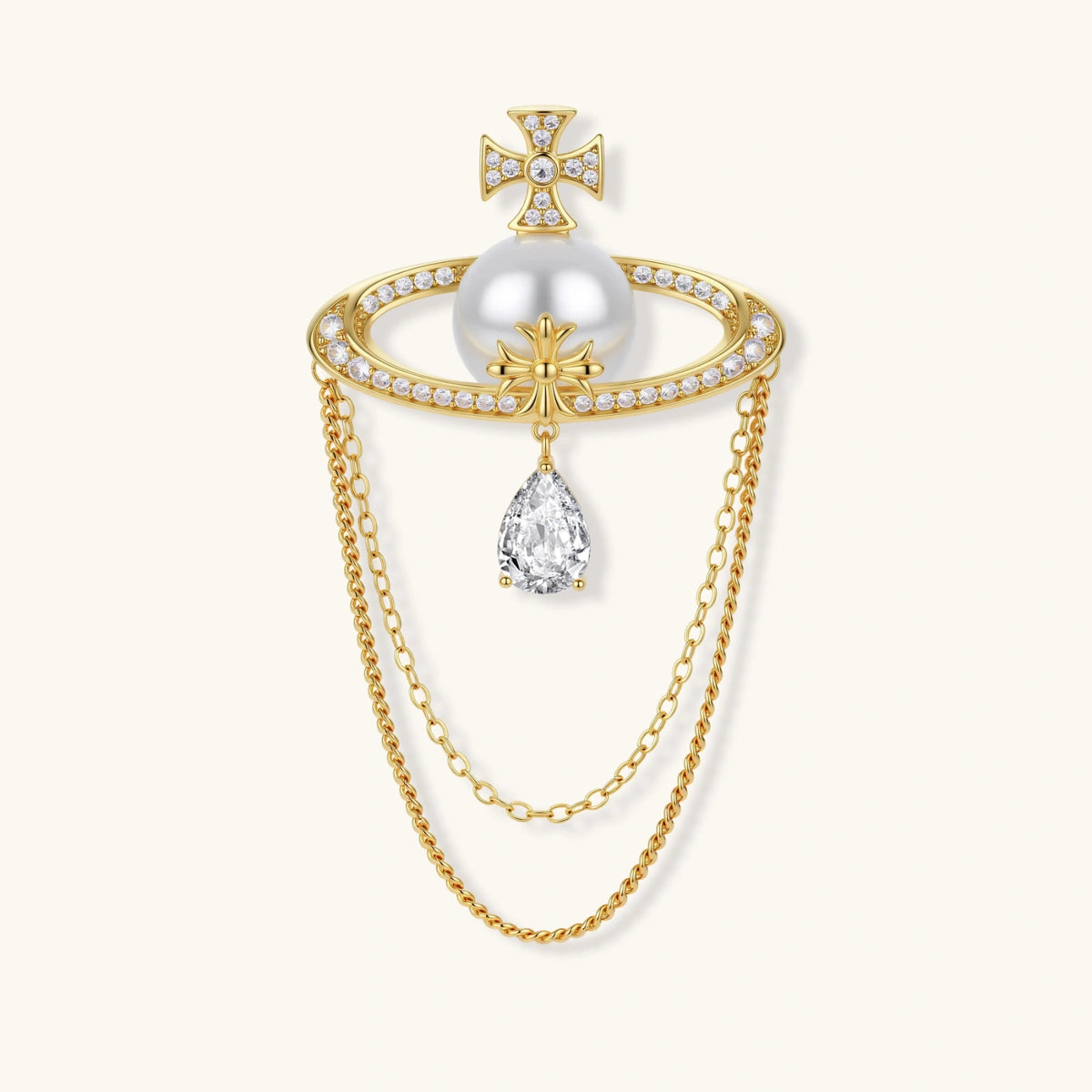 The Holy Order Cross Pearl Brooch