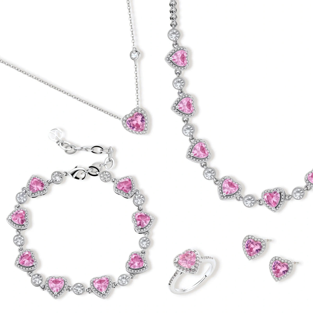 Affairs Of the Heart Pink Heart Jewelry Set